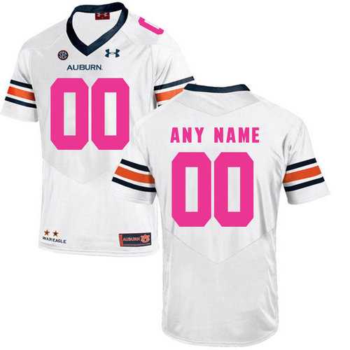 Men%27s Auburn Tigers White Customized 2018 Breast Cancer Awareness College